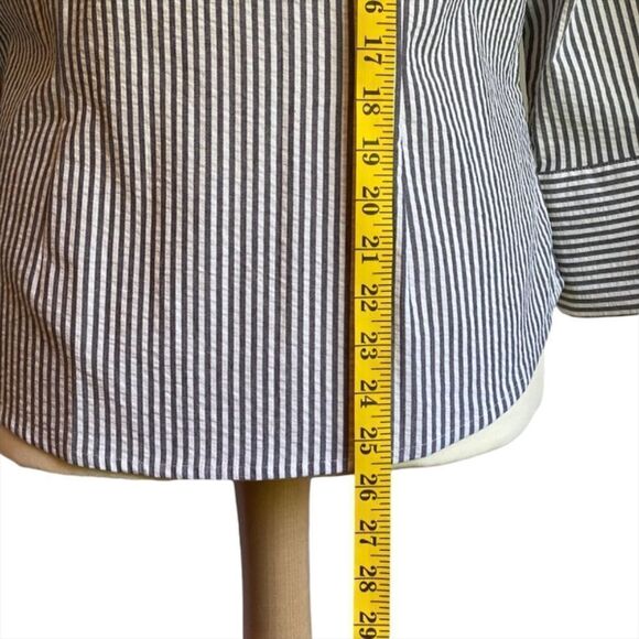 0166 Faconnable Seersucker Striped Button Down Shirt Size L Blouse NWT - Picture 6 of 10